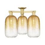 Brookhaven Cloche Triple Semi Flush Ceiling Light - Satin Gold / Brookhaven Amber