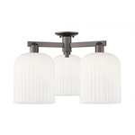 Bridal Veil 3 Light Semi Flush Ceiling Light - Oil Rubbed Bronze / Gloss White