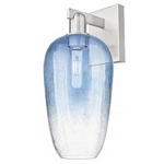 Brookhaven Flute Wall Sconce - Brushed Satin Nickel / Brookhaven Sapphire