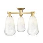Brookhaven Almond Triple Semi Flush Ceiling Light - Brushed Brass / Brookhaven Opal