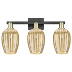 Preston 3-Light Flute Bathroom Vanity Light - Black / Antique Brass / Mercury