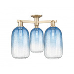 Brookhaven Cloche Triple Semi Flush Ceiling Light - Champagne Bronze / Brookhaven Sapphire