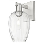 Preston Flute Wall Sconce - Brushed Satin Nickel / Clear