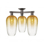Brookhaven Flute Triple Semi Flush Ceiling Light - Oil Rubbed Bronze / Brookhaven Amber