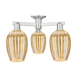 Preston Flute 3 Light Semi Flush Ceiling Light - Brushed Satin Nickel / Mercury