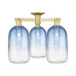 Brookhaven Cloche Triple Semi Flush Ceiling Light - Satin Gold / Brookhaven Sapphire