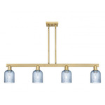 Bridal Veil 716 Linear Pendant - Brushed Brass / Blue