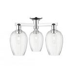 Preston Flute 3 Light Semi Flush Ceiling Light - Polished Chrome / Clear