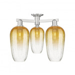 Brookhaven Flute Triple Semi Flush Ceiling Light - Brushed Satin Nickel / Brookhaven Amber