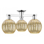 Preston Globe 3 Light Semi Flush Ceiling Light - Polished Chrome / Mercury