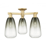 Brookhaven Almond Triple Semi Flush Ceiling Light - Brushed Brass / Brookhaven Slate