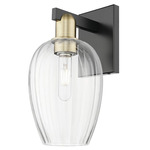 Preston Flute Wall Sconce - Black / Antique Brass / Clear