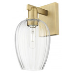 Preston Flute Wall Sconce - Brushed Brass / Clear