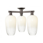 Brookhaven Flute Triple Semi Flush Ceiling Light - Oil Rubbed Bronze / Brookhaven Opal