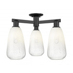 Brookhaven Almond Triple Semi Flush Ceiling Light - Matte Black / Brookhaven Opal