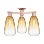 Brookhaven Almond Triple Semi Flush Ceiling Light - Antique Copper / Brookhaven Amber