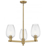 Preston Flute Chandelier - Brushed Brass / Clear