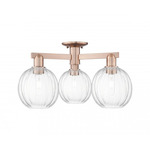 Preston Globe 3 Light Semi Flush Ceiling Light - Antique Copper / Clear