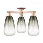Brookhaven Almond Triple Semi Flush Ceiling Light - Antique Copper / Brookhaven Slate