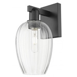 Preston Flute Wall Sconce - Matte Black / Clear