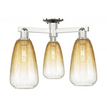 Brookhaven Almond Triple Semi Flush Ceiling Light - Polished Nickel / Brookhaven Amber