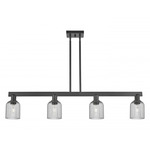 Bridal Veil 716 Linear Pendant - Matte Black / Light Smoke