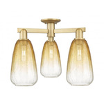 Brookhaven Almond Triple Semi Flush Ceiling Light - Brushed Brass / Brookhaven Amber