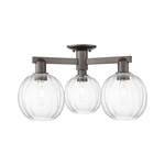 Preston Globe 3 Light Semi Flush Ceiling Light - Oil Rubbed Bronze / Clear
