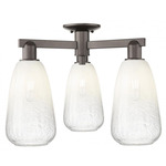 Brookhaven Almond Triple Semi Flush Ceiling Light - Oil Rubbed Bronze / Brookhaven Opal