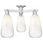 Brookhaven Almond Triple Semi Flush Ceiling Light - Brushed Satin Nickel / Brookhaven Opal
