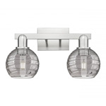 Athens Deco Swirl Bathroom Vanity Light - Brushed Satin Nickel / Light Smoke