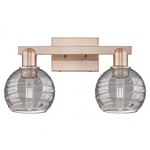 Athens Deco Swirl Bathroom Vanity Light - Antique Copper / Light Smoke