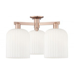 Bridal Veil 3 Light Semi Flush Ceiling Light - Antique Copper / Gloss White
