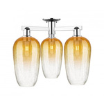 Brookhaven Flute Triple Semi Flush Ceiling Light - Polished Chrome / Brookhaven Amber