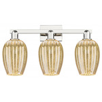 Preston 3-Light Flute Bathroom Vanity Light - Polished Nickel / Mercury