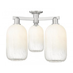 Brookhaven Cloche Triple Semi Flush Ceiling Light - Brushed Satin Nickel / Brookhaven Opal