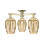 Preston Flute 3 Light Semi Flush Ceiling Light - Antique Brass / Mercury