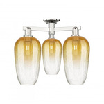 Brookhaven Flute Triple Semi Flush Ceiling Light - Polished Nickel / Brookhaven Amber