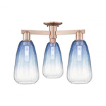 Brookhaven Almond Triple Semi Flush Ceiling Light - Antique Copper / Brookhaven Sapphire