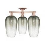 Brookhaven Flute Triple Semi Flush Ceiling Light - Antique Copper / Brookhaven Slate