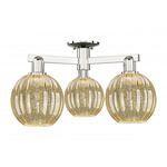 Preston Globe 3 Light Semi Flush Ceiling Light - Polished Nickel / Mercury