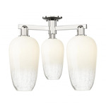 Brookhaven Flute Triple Semi Flush Ceiling Light - Polished Nickel / Brookhaven Opal