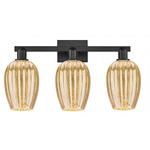 Preston 3-Light Flute Bathroom Vanity Light - Matte Black / Mercury
