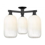 Brookhaven Cloche Triple Semi Flush Ceiling Light - Matte Black / Brookhaven Opal