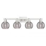 Athens Deco Swirl Bathroom Vanity Light - Brushed Satin Nickel / Light Smoke