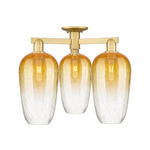 Brookhaven Flute Triple Semi Flush Ceiling Light - Satin Gold / Brookhaven Amber