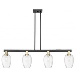 Preston Flute Linear Pendant - Black / Antique Brass / Clear