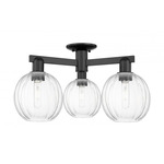 Preston Globe 3 Light Semi Flush Ceiling Light - Matte Black / Clear