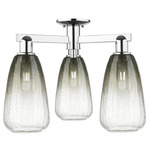 Brookhaven Almond Triple Semi Flush Ceiling Light - Polished Chrome / Brookhaven Slate