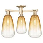 Brookhaven Almond Triple Semi Flush Ceiling Light - Champagne Bronze / Brookhaven Amber